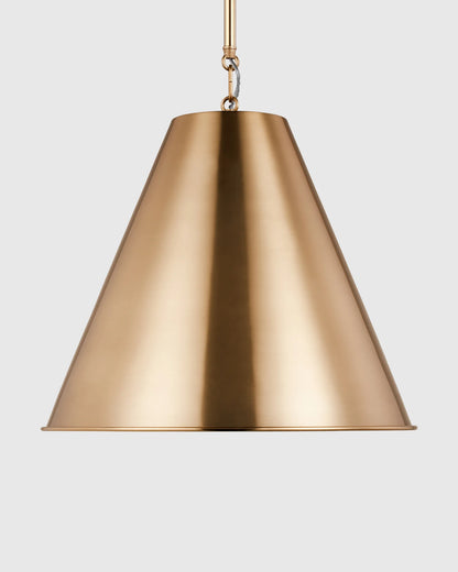 Tapered Steel Shade Pendant Light - One Size / Brass