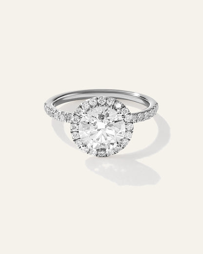 Lab Grown Diamond Round Halo Pave Engagement Ring - 2ct - 4 / Yellow Gold