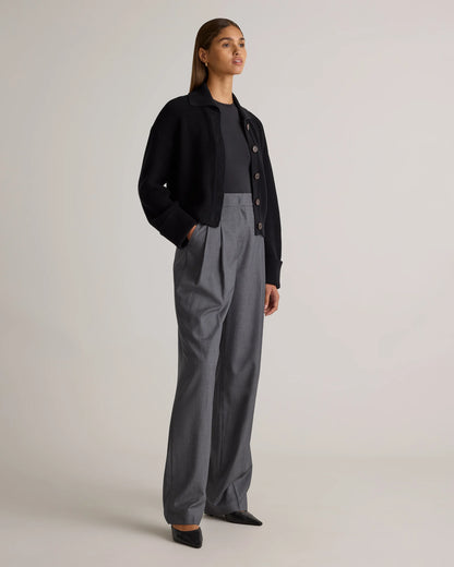 100% Organic Cotton Fisherman Collared Cardigan - XS / Heather Dove Grey