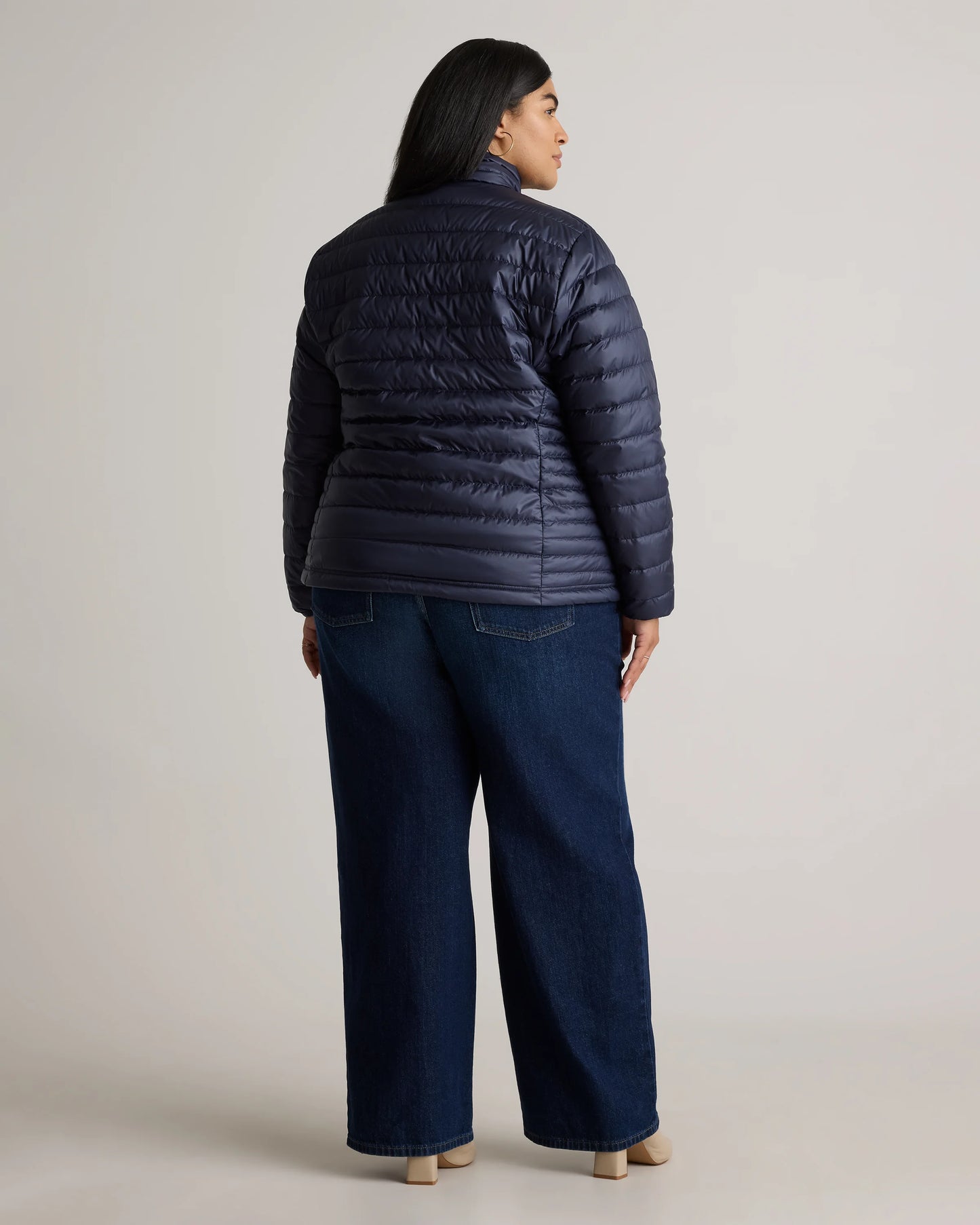 Lightweight Down Packable Puffer Jacket - 1X / Black