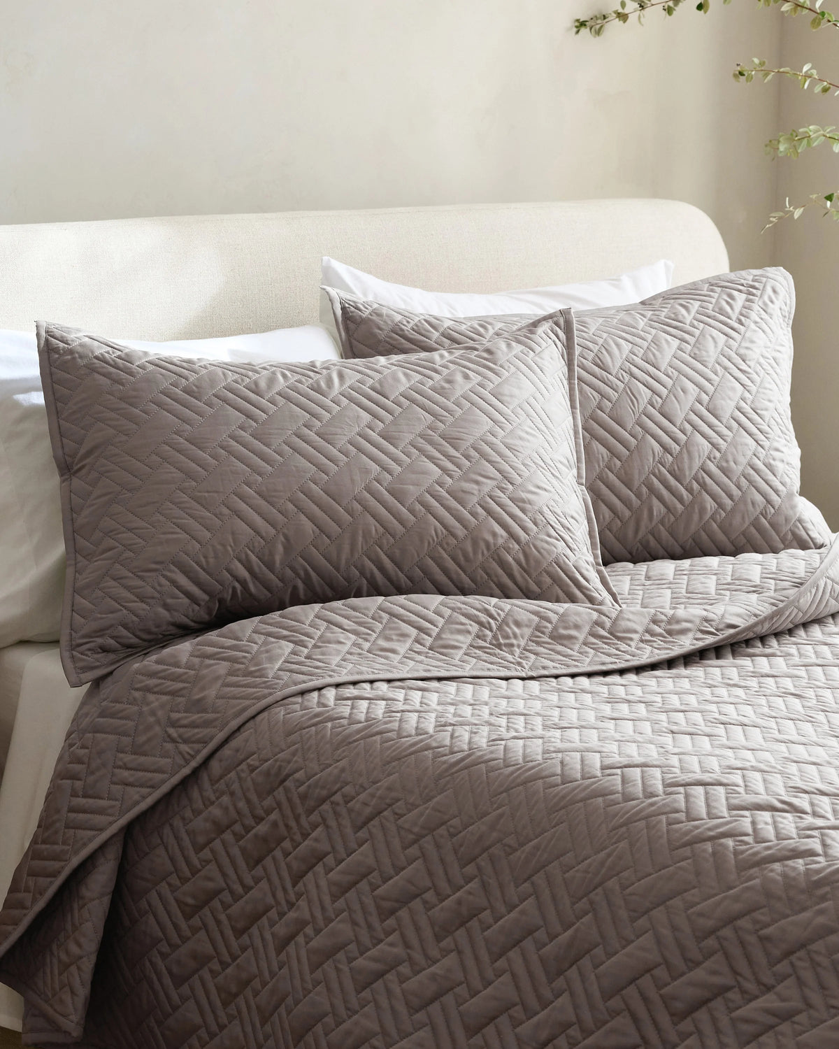Organic Cotton Basketweave Quilt Set - Twin / Mineral