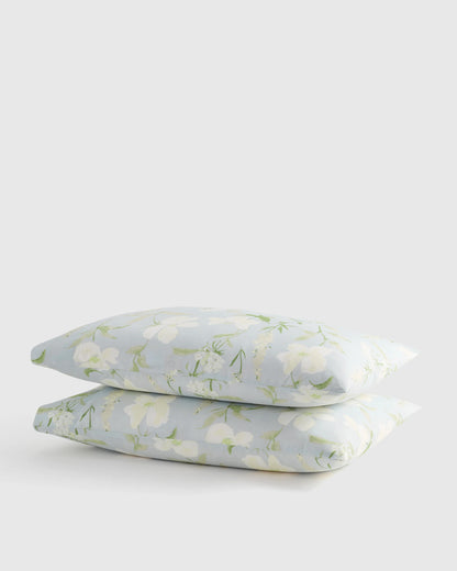 Organic Crisp Percale Floral Pillowcase Set - Standard / Toffee Florette