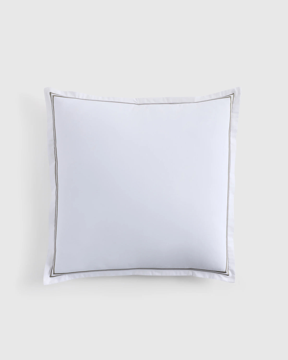 Organic Crisp Percale Embellished Euro Sham - Euro / White/Dusty Olive