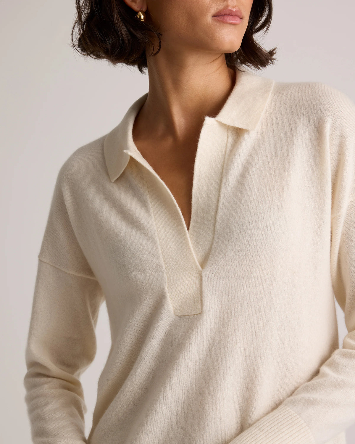 Mongolian Cashmere Polo Sweater - XS / Pale Custard Yellow