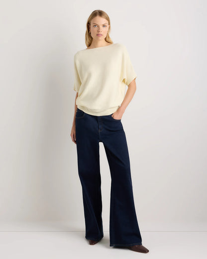 Lightweight Cotton Cashmere Link-Stitch Dolman Sweater - XS / Sugar Stone