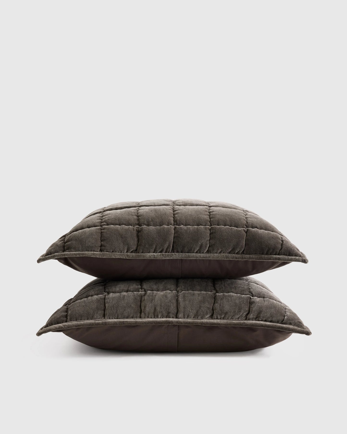 Cotton Velvet Box Quilted Sham Set - Standard / Terracotta
