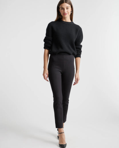 Ultra-Stretch Ponte Pintuck Ankle Pants - XS / Black
