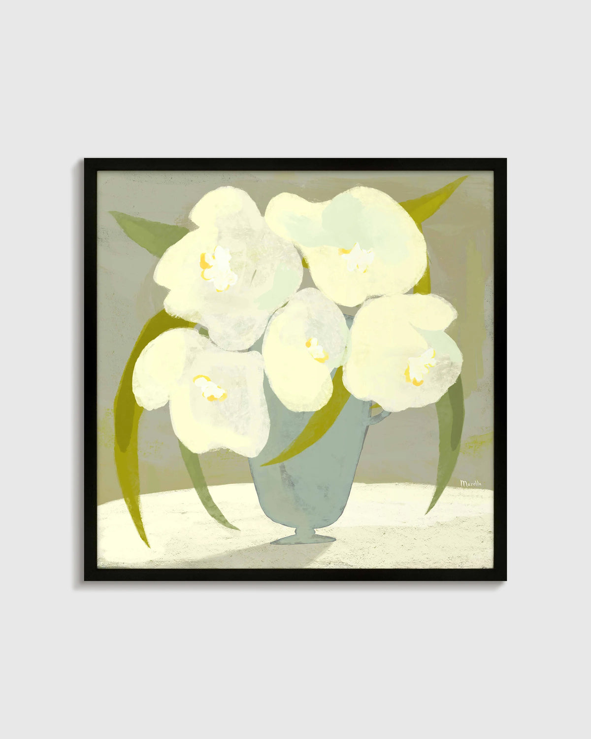 Vase with White Flowers by Marco Marella - 21.25"x21.25" / Oak