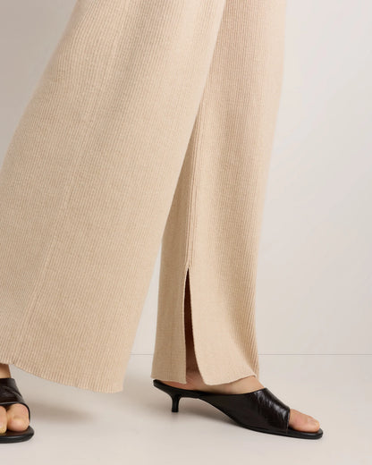 Cotton Cashmere Maternity Wide Leg Pants - XS / Heather Charcoal