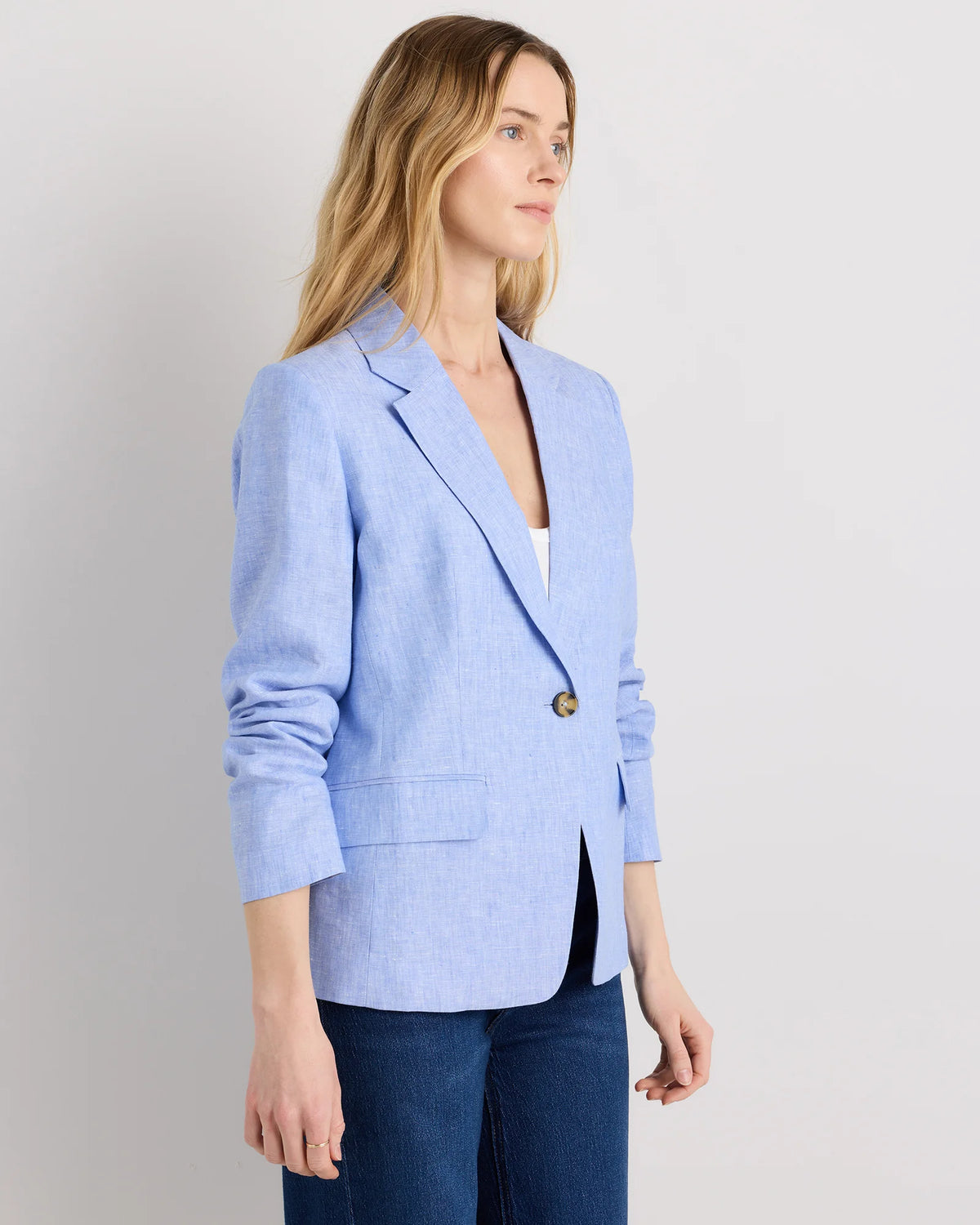 100% European Linen Structured Blazer - XS / French Blue