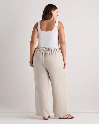 100% European Linen Pleated Trouser - 18 / French Blue