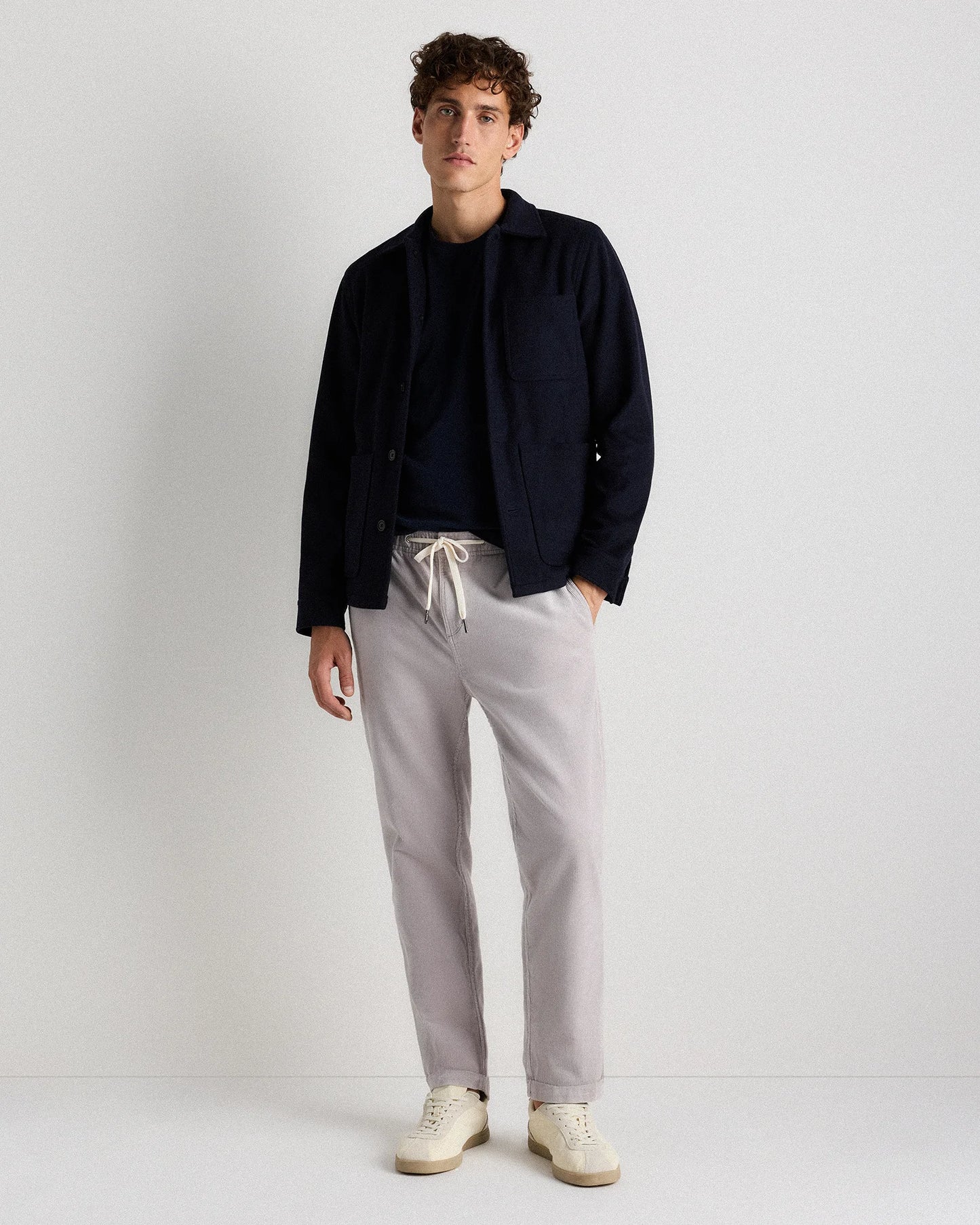 Organic Stretch Corduroy Drawstring Trousers - S / Storm Blue