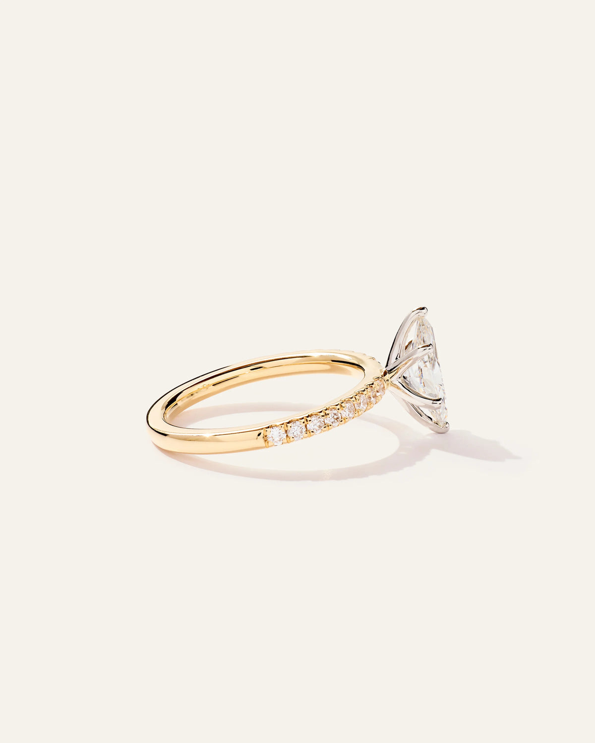 Lab Grown Diamond Marquise Petite Pave Engagement Ring - 1ct - 4 / Yellow Gold
