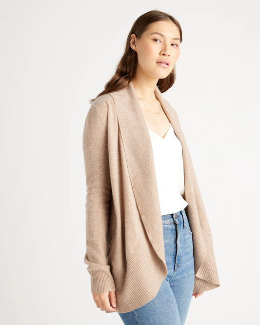 Mongolian Spring Cashmere Open Cardigan Sweater - XS / Oatmeal
