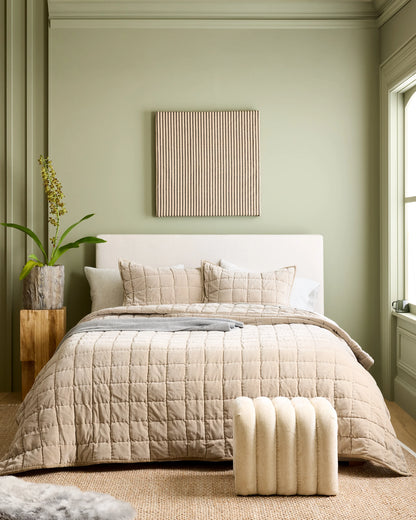 Cotton Velvet Box Quilt - Full/Queen / Terracotta