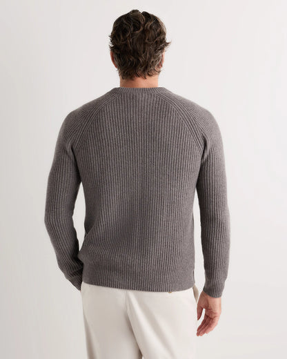Mongolian Cashmere Fisherman Crewneck Sweater - S / Navy Marl