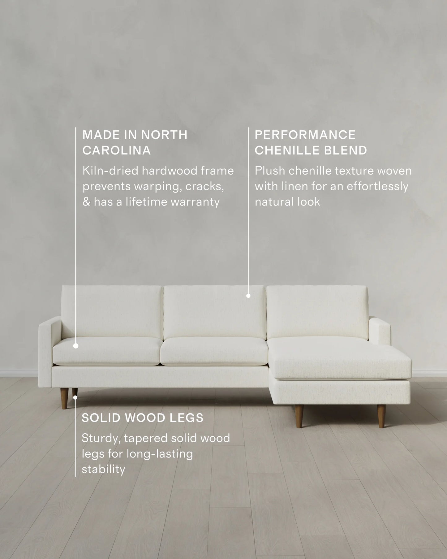 Atlas Midcentury Chaise Sectional in Performance Chenille Linen Blend - 106" Right Arm / Sorrell