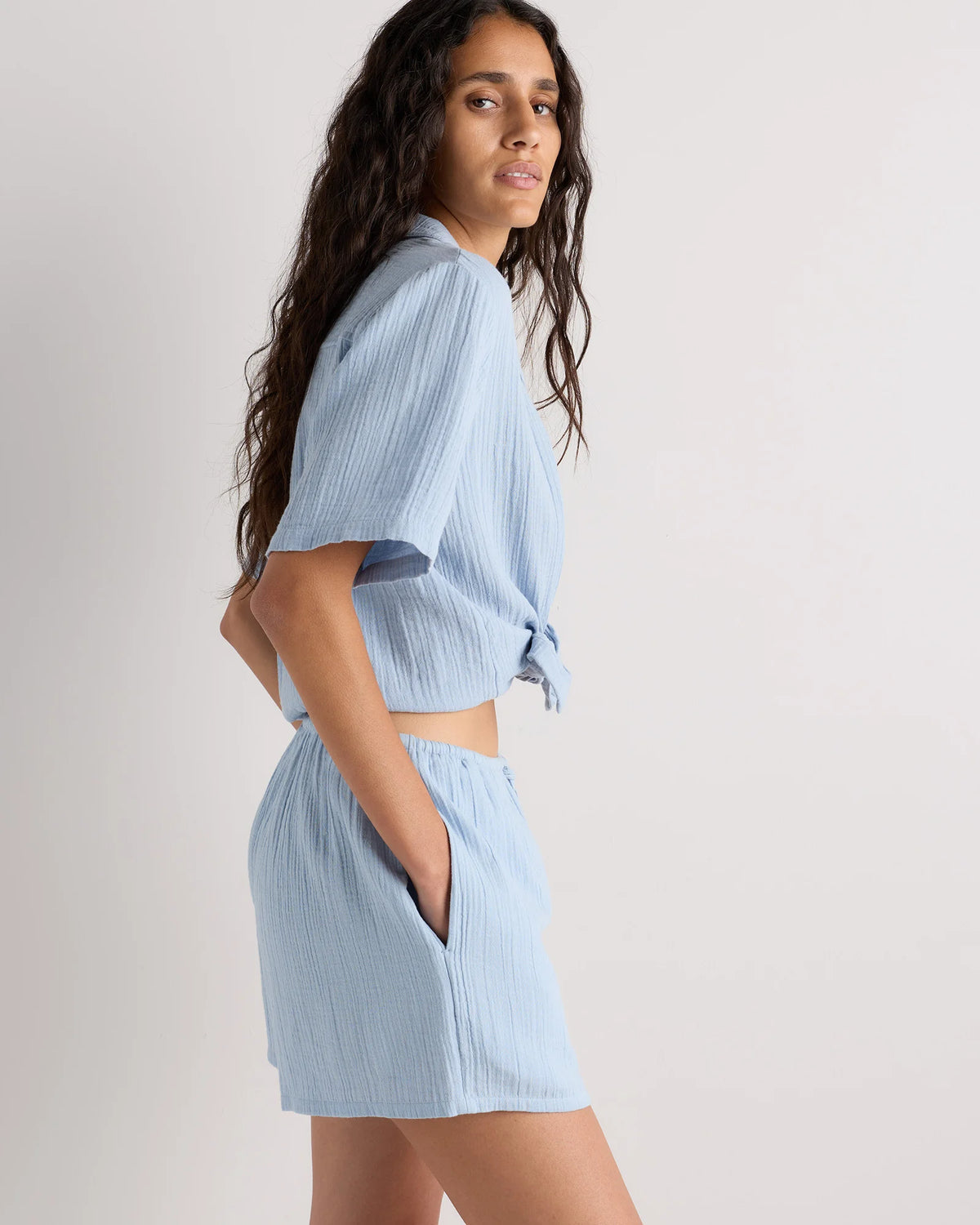 100% Organic Cotton Gauze Shorts - XS / Orchid Blue