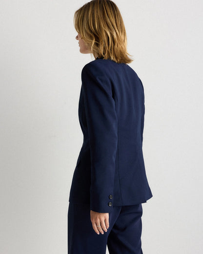 Stretch Crepe Cinched Waist Blazer - XS / Sand