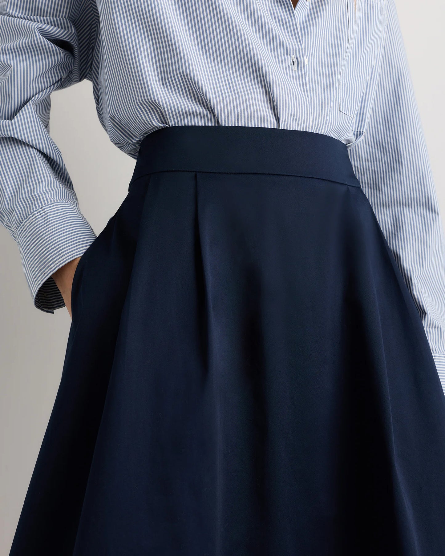 Organic Cotton Sateen A-line Midi Skirt - XS / True Black