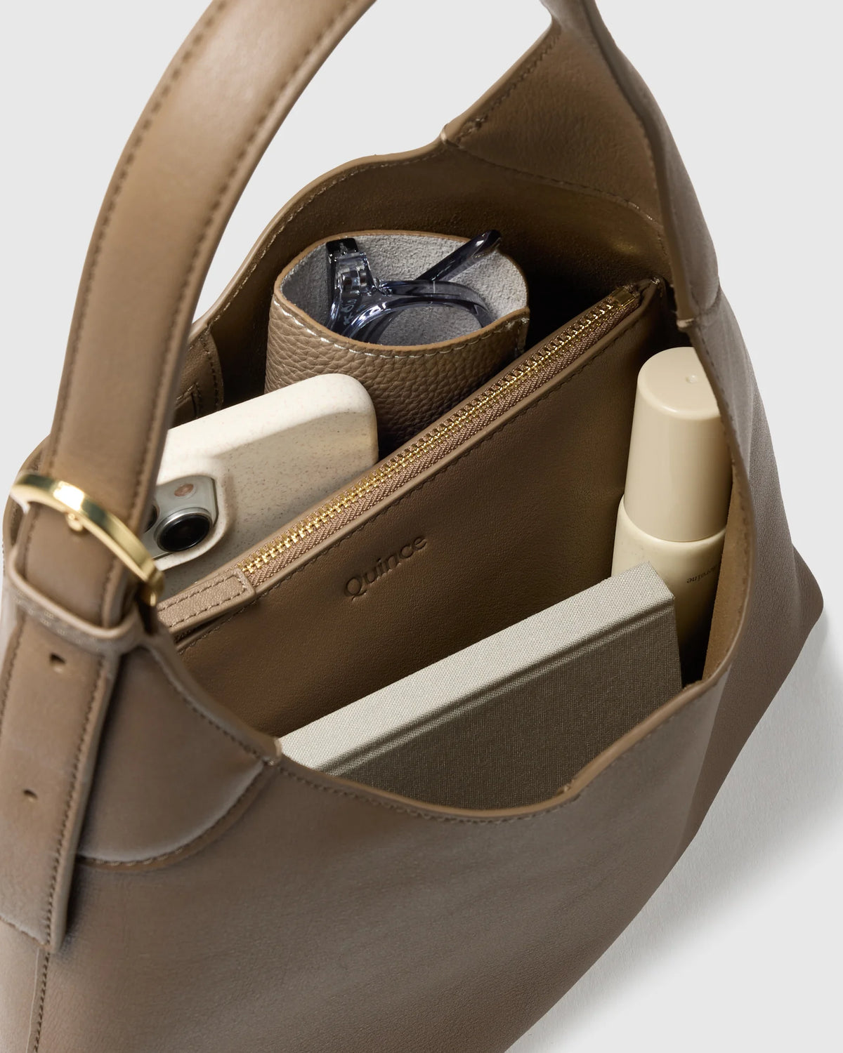 Full-Grain Leather Small Shoulder Bag - One Size / Black