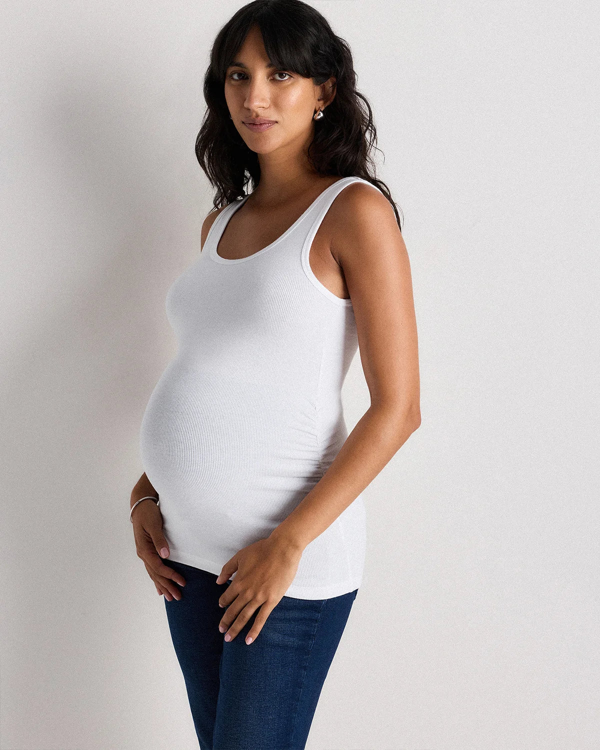 Bamboo Rib Maternity Scoop Neck Tank - XS / Deep Navy