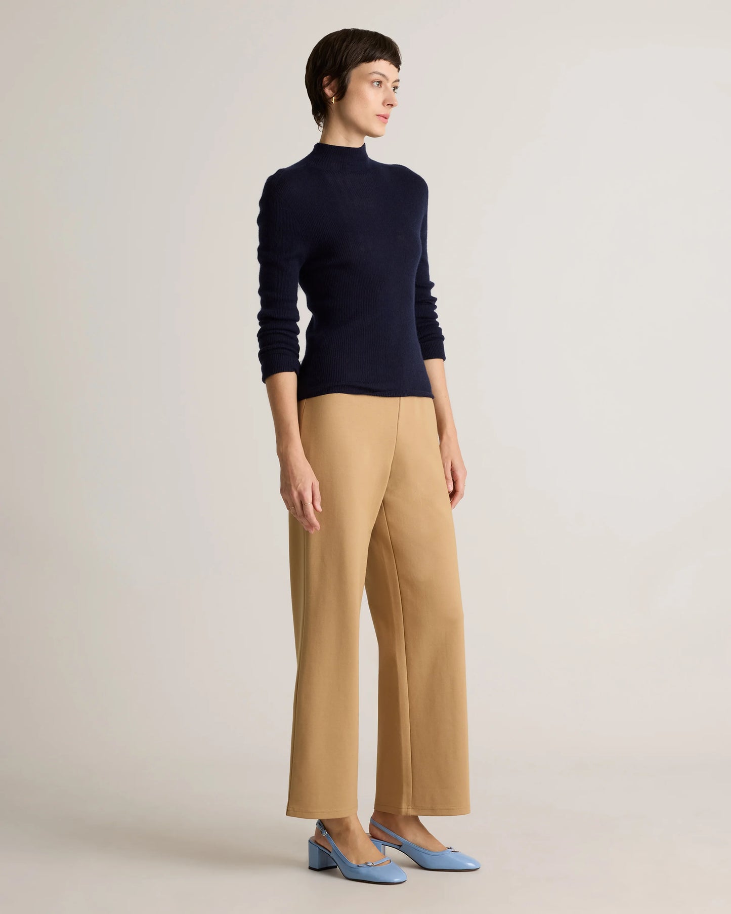 Organic Cotton Double Knit Wide Leg Pants - XS / Bold Black