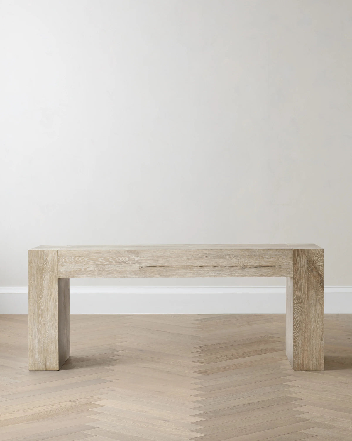 Reclaimed Oak Waterfall Console Table - One Size / Weathered Oak