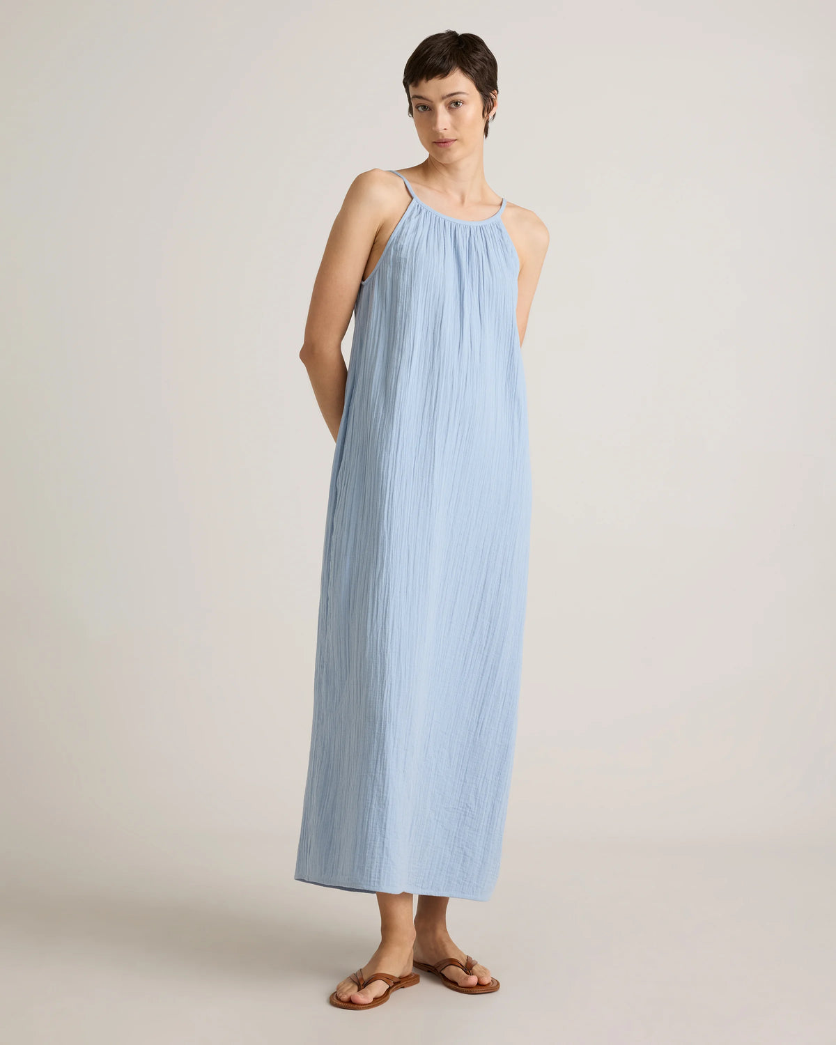 100% Organic Cotton Gauze Sleeveless Maxi Dress - XS / Spiced Orange