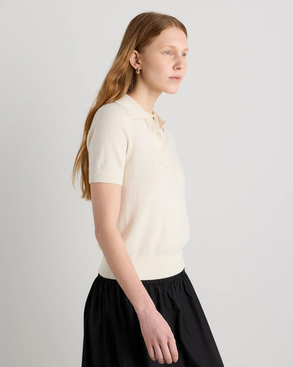 Mongolian Cashmere Short Sleeve Polo - XS / Oatmeal