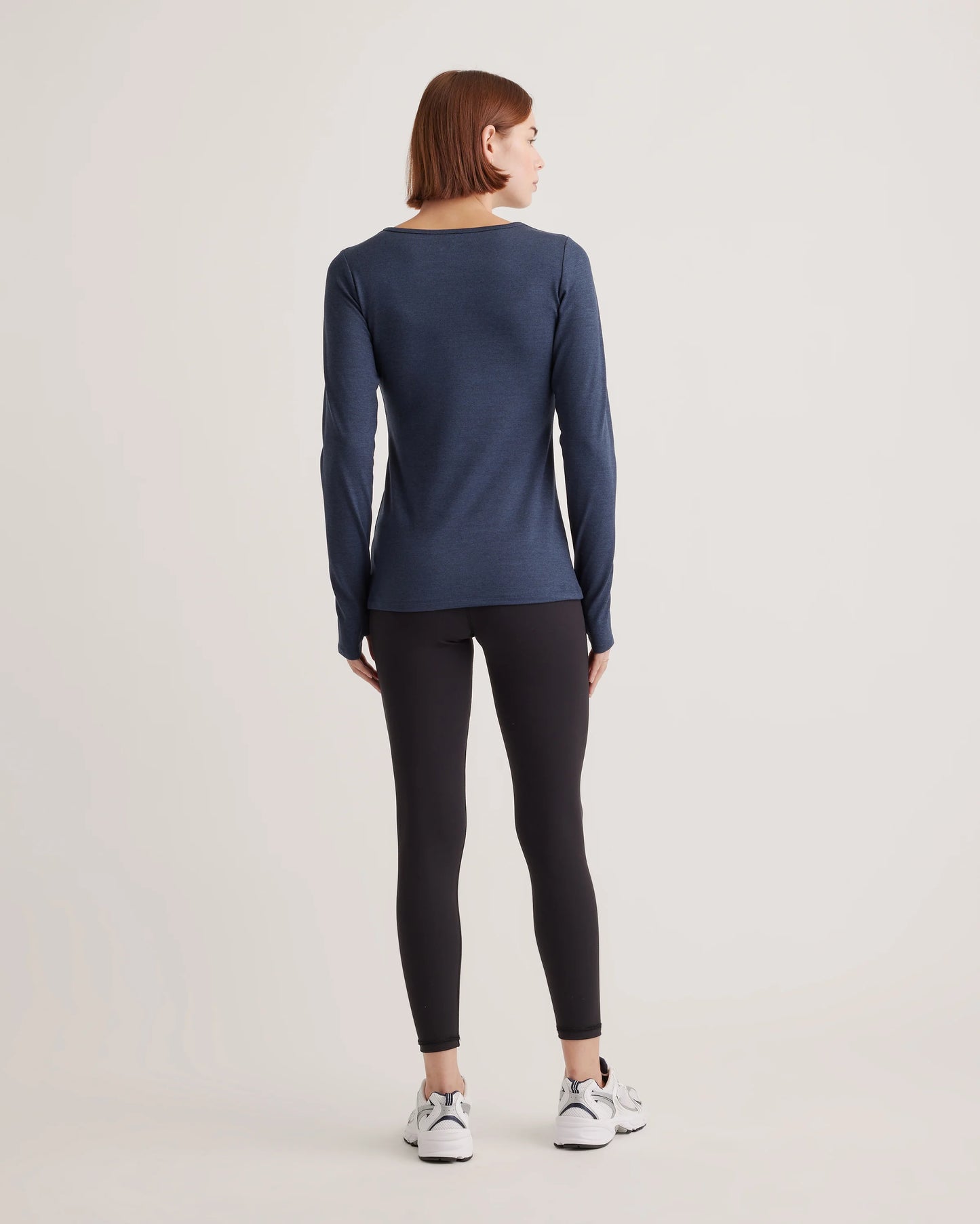 Ultra-Soft Fitted Long Sleeve Top - XS / Heather Navy