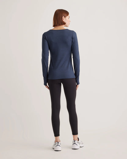 Ultra-Soft Fitted Long Sleeve Top - XS / Heather Navy