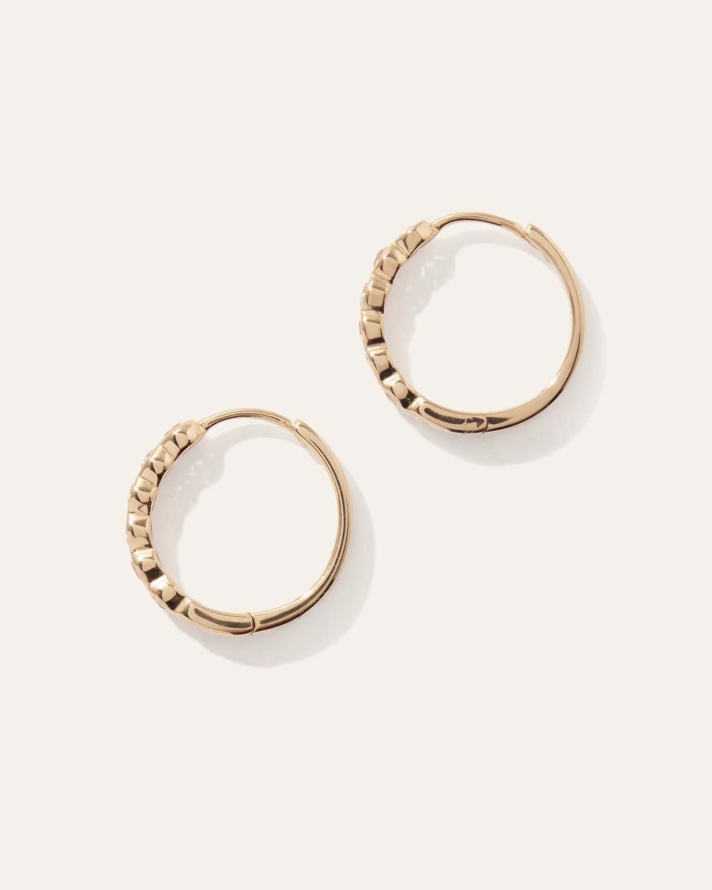 White Sapphire Bezel Hoops - One Size / Gold Vermeil
