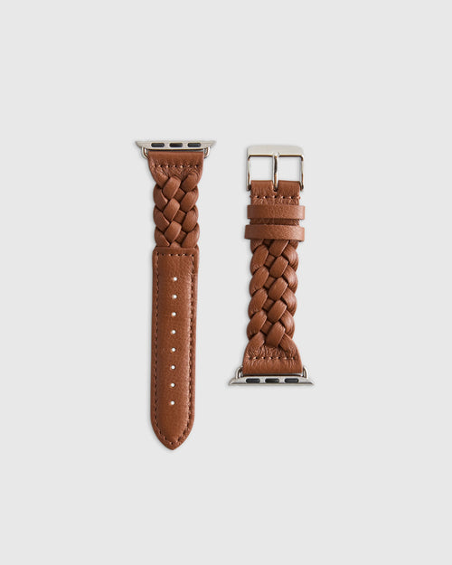 Braided Leather Smartwatch Band - 38mm - 42mm / Dark Brown