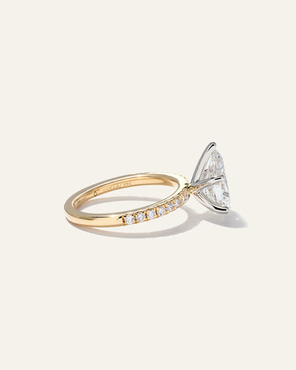 Lab Grown Diamond Pear Petite Pave Engagement Ring - 2ct - 4 / Yellow Gold