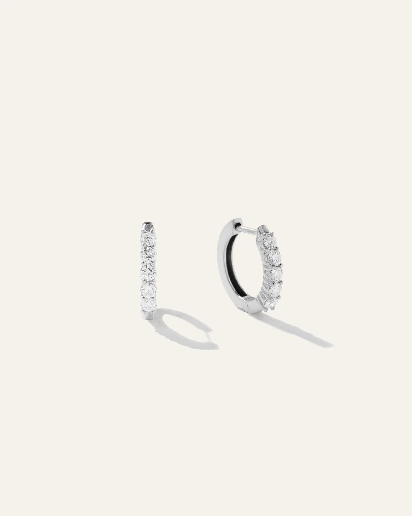 14K Gold Diamond Classic Huggie Hoops - One Size / Yellow Gold