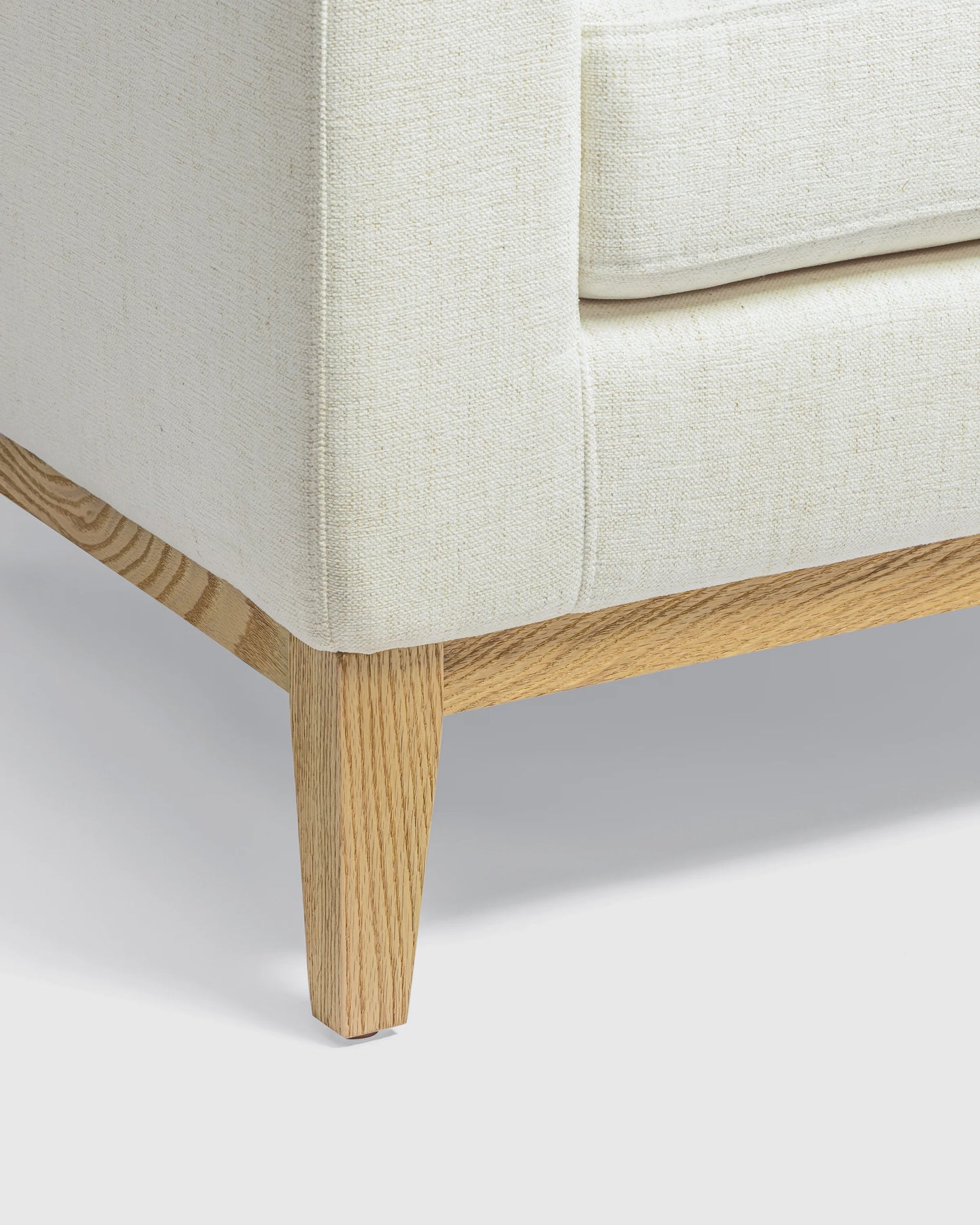 Performance Chenille Linen Blend Accent Chair with Solid Oak Base - One Size / Snow