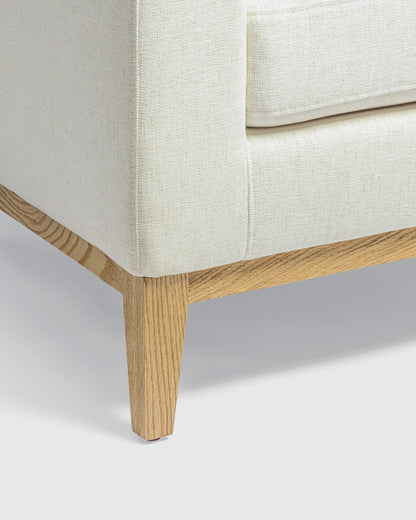 Performance Chenille Linen Blend Accent Chair with Solid Oak Base - One Size / Snow