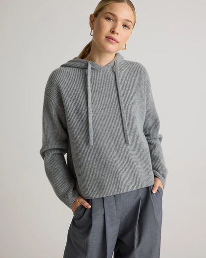 Mongolian Cashmere Fisherman Pullover Hoodie - XS / Heather Grey