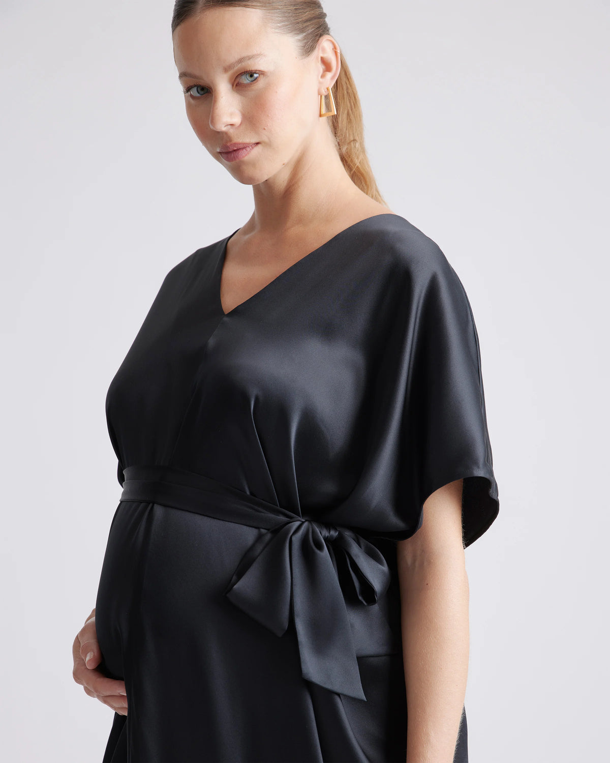 100% Washable Silk Maternity Dress - XS / Black