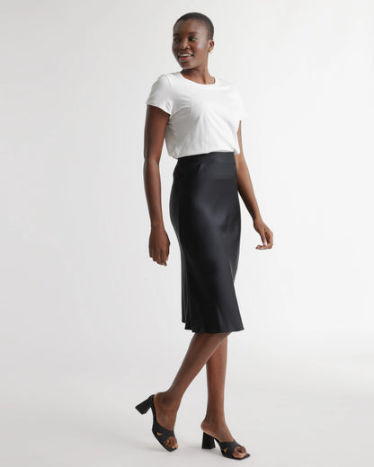 100% Washable Silk Skirt - XS / Champagne