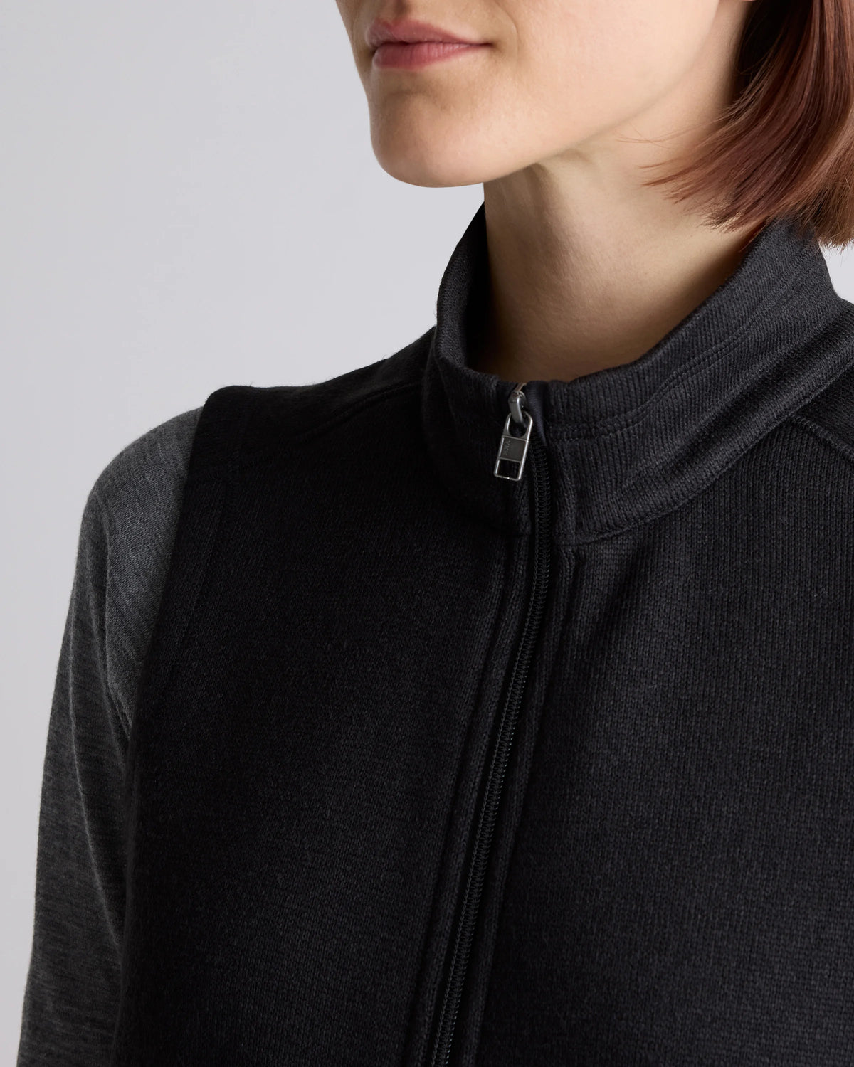 Sweater-Knit Fleece Full-Zip Vest - XS / Heather Mineral Green