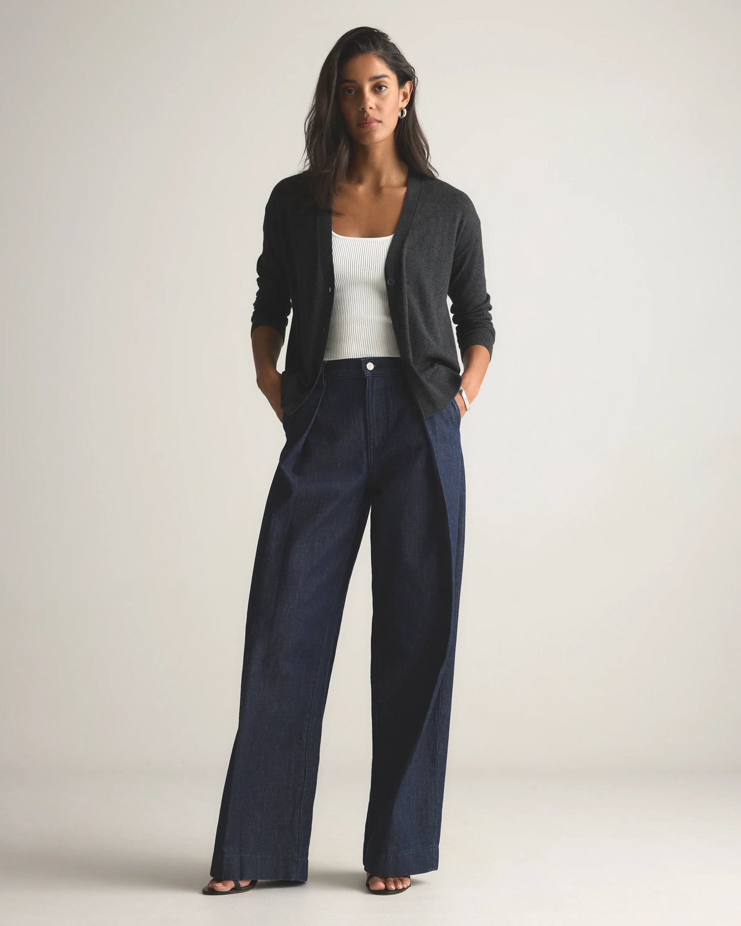 Lightweight Cotton Cashmere Cardigan - XS / Heather Oatmeal