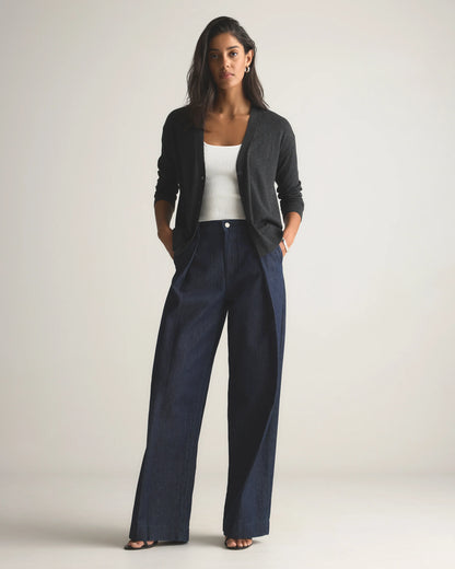 Lightweight Cotton Cashmere Cardigan - XS / Heather Oatmeal