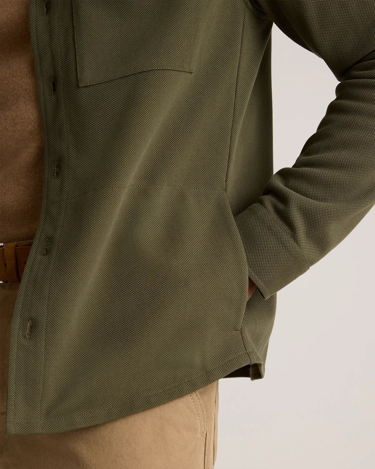 Cotton Pique Knit Overshirt - XS / Heather Charcoal