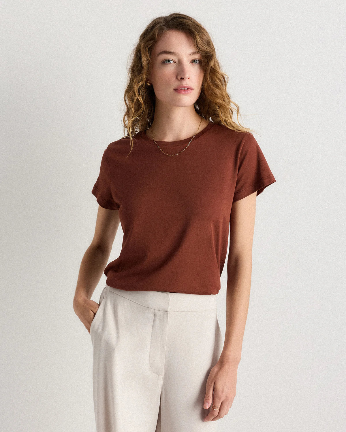 Cotton Modal Crew Neck Swing Tee - XS / White