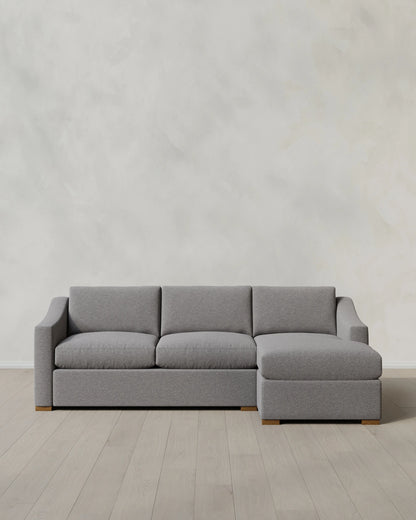 Hollis Slope Arm Chaise Sectional in Performance Basketweave - 104" Right Arm / Flax