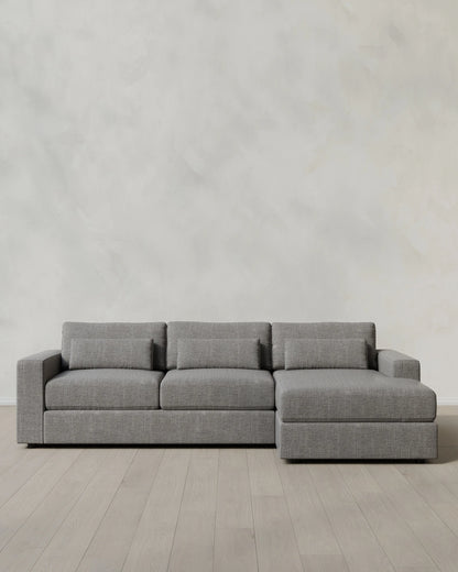 Ashford Deep Seat Chaise Sectional in Performance Chenille Linen Blend - 119" Right Arm / Ink