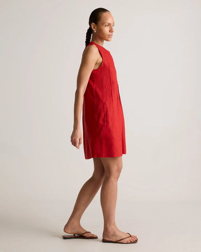 100% European Linen Sleeveless Swing Dress - XS / Classic Mini Gingham