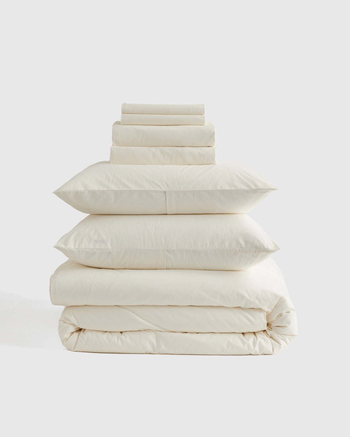 Organic Brushed Cotton Deluxe Bedding Bundle - Twin / White